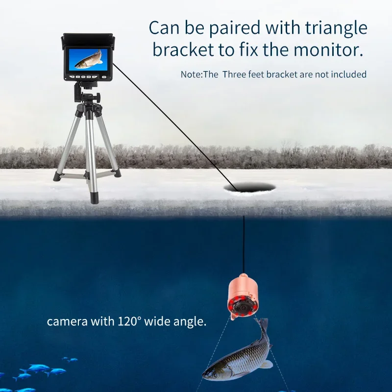 Underwater Fishing Camera 4K - กล้องตกปลาใต้น้ํามุมกว้าง 120 กล้องตกปลาน้ําแข็ง 8 IR led