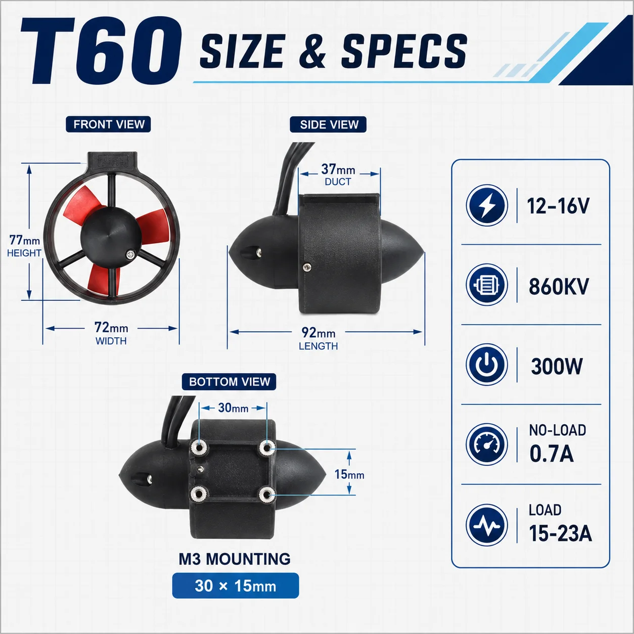 มอเตอร์ไร้แปรงถ่าน 860KV 300W  - Rov Underwater Robot Thruster บทวิจารณ์และราคา