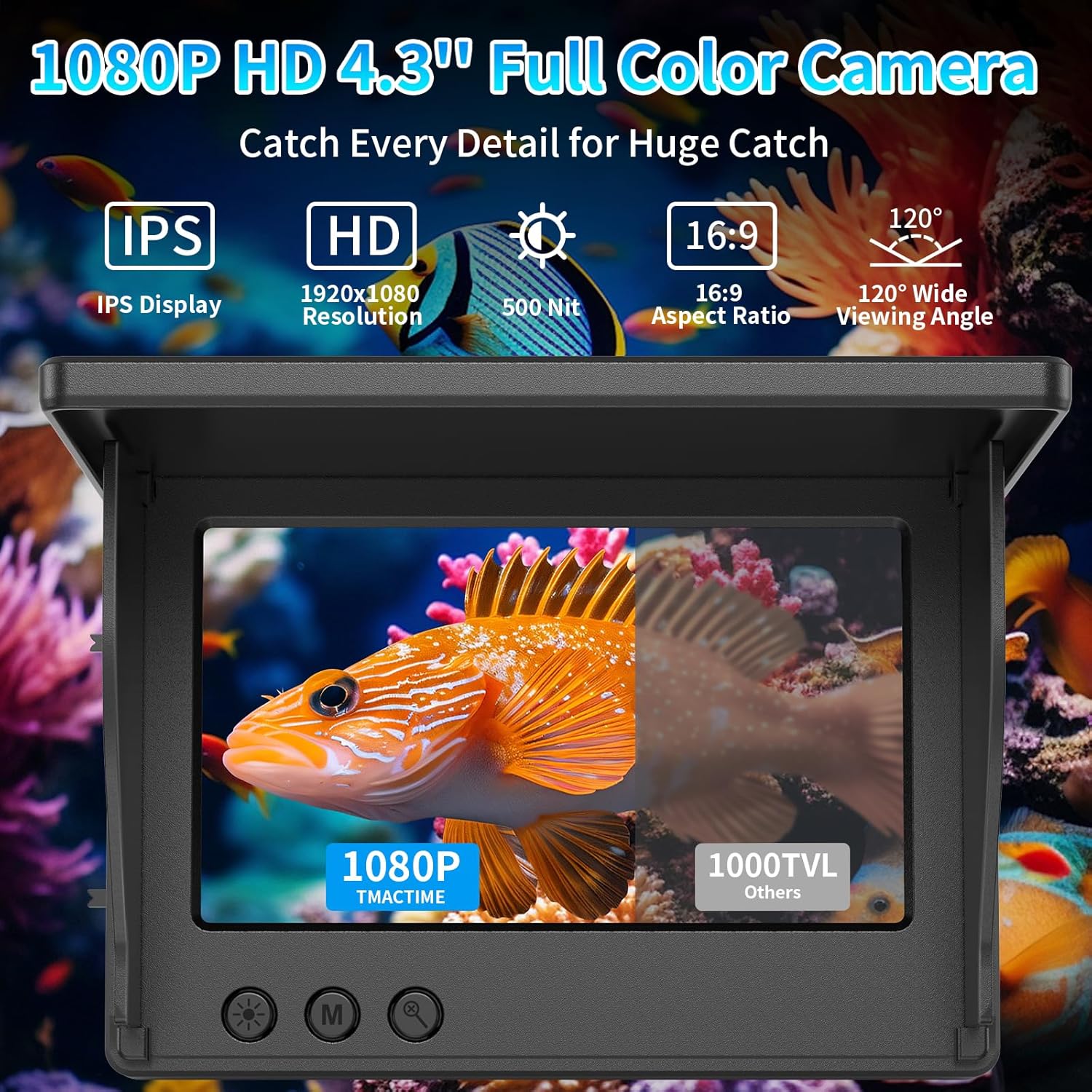 กล้องตกปลาใต้น้ำ หน้าจอ LCD 4. - Underwater Fishing Camera 4K บทวิจารณ์และราคา